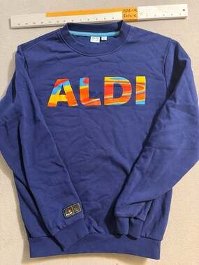 Aldi Gear Navy Blue Crewneck Sweatshirt with Colorful Graphic Logo